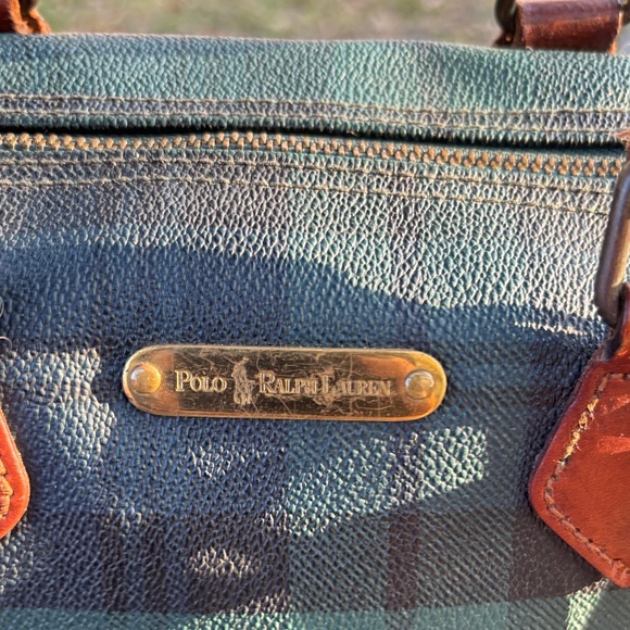VINTAGE Ralph Lauren Green Plaid Speedy/Boston Medium Size Handbag - Picture 3 of 16